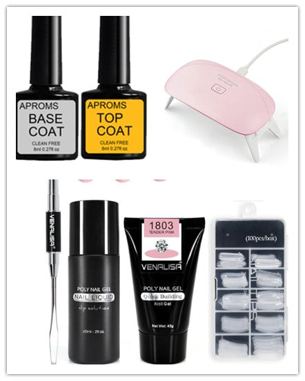 JMT-245578 Poly Nail Gel Kit for Nail Extension and Design - 45g Transparent Jelly Gel and 100 Nail Tips