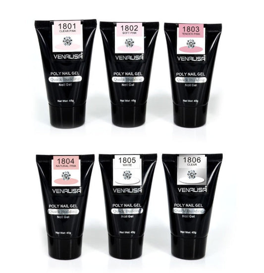 JMT-245578 Poly Nail Gel Kit for Nail Extension and Design - 45g Transparent Jelly Gel and 100 Nail Tips