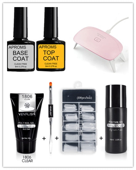 JMT-245578 Poly Nail Gel Kit for Nail Extension and Design - 45g Transparent Jelly Gel and 100 Nail Tips
