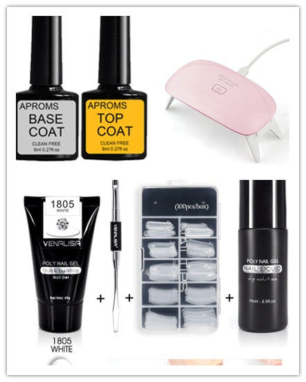 JMT-245578 Poly Nail Gel Kit for Nail Extension and Design - 45g Transparent Jelly Gel and 100 Nail Tips