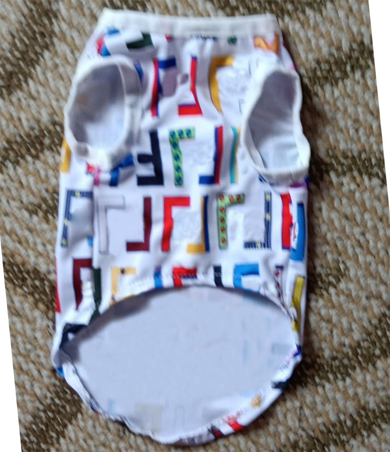 JMT-245898 New Letter Full Print Dog Vest - Stylish Polyester Pet Suit in Black and White, Available in Multiple Sizes