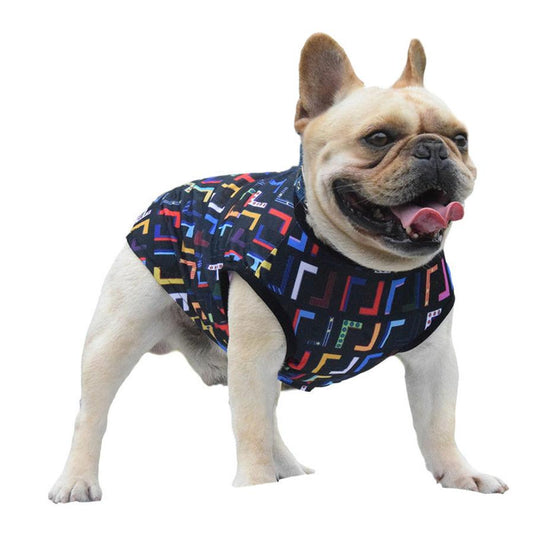 JMT-245898 New Letter Full Print Dog Vest - Stylish Polyester Pet Suit in Black and White, Available in Multiple Sizes