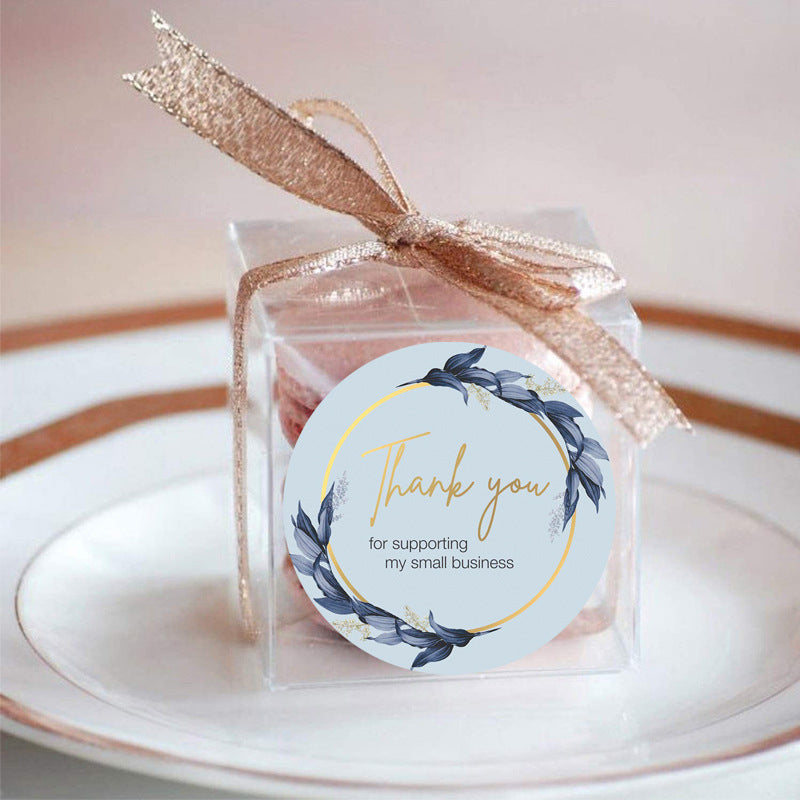 JMT-245898 Thank You Stickers - 500 pcs Blue Flower Bunch Decorative Round Labels for Gift Wrapping and Shipping