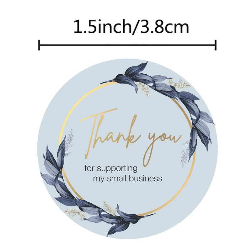 JMT-245898 Thank You Stickers - 500 pcs Blue Flower Bunch Decorative Round Labels for Gift Wrapping and Shipping
