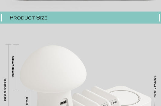 JMT-245962 Multi-Port USB Wireless Charging Desk Lamp with Mobile Phone Holder - Fast Charging 10W
