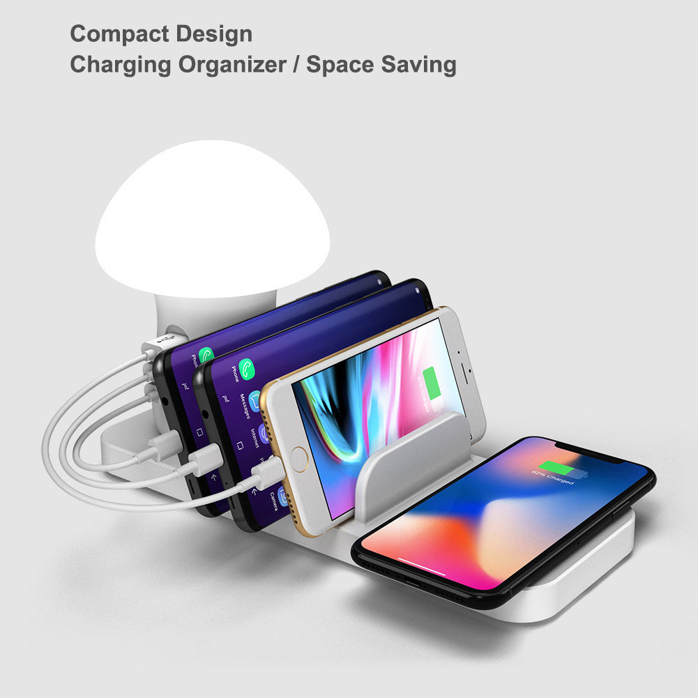 JMT-245962 Multi-Port USB Wireless Charging Desk Lamp with Mobile Phone Holder - Fast Charging 10W