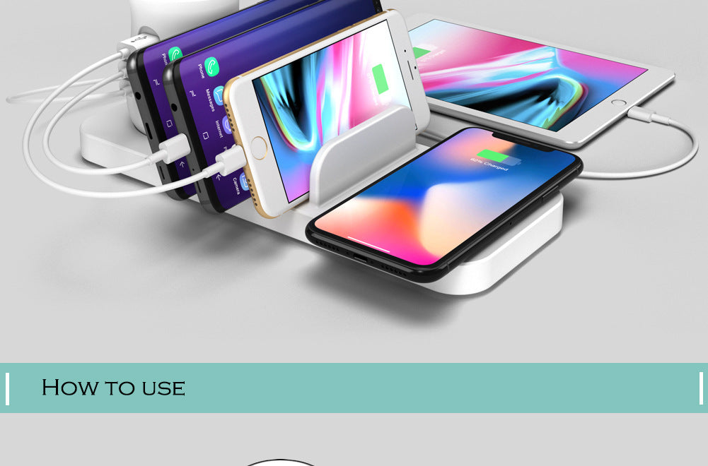 JMT-245962 Multi-Port USB Wireless Charging Desk Lamp with Mobile Phone Holder - Fast Charging 10W