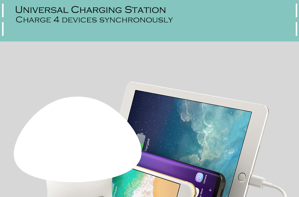 JMT-245962 Multi-Port USB Wireless Charging Desk Lamp with Mobile Phone Holder - Fast Charging 10W