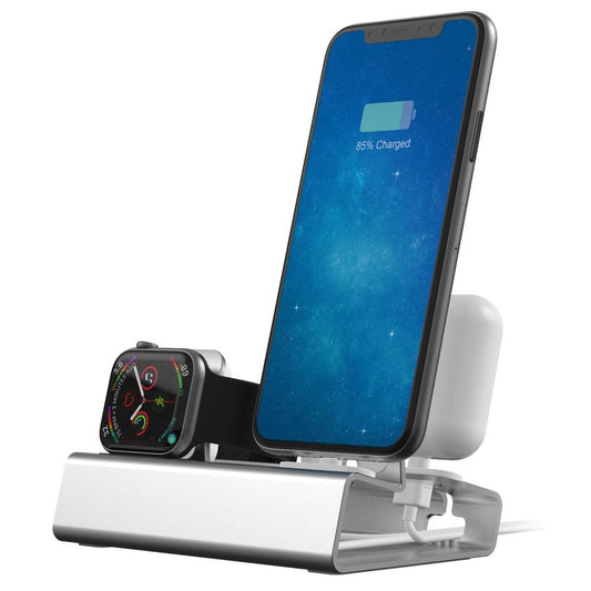 JMT-246282 Three-in-One Aluminum Alloy Charging Stand for iPhone, Apple Watch, and AirPods