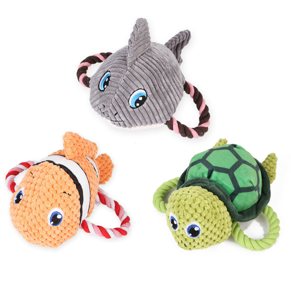 JMT-246410 Plush Molar Chew Toys for Small to Medium Dogs – Shark, Clownfish, Turtle