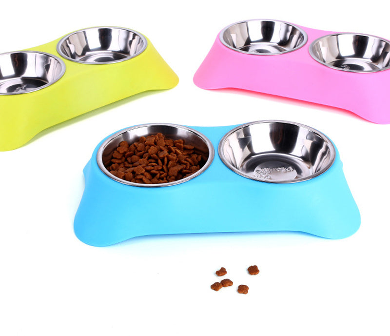 JMT-246602 Eco-Friendly Silicone Dog Bowl Set - Non-Toxic, Non-Slip, Easy to Clean, Stainless Steel Inner, Perfect for Food and Water