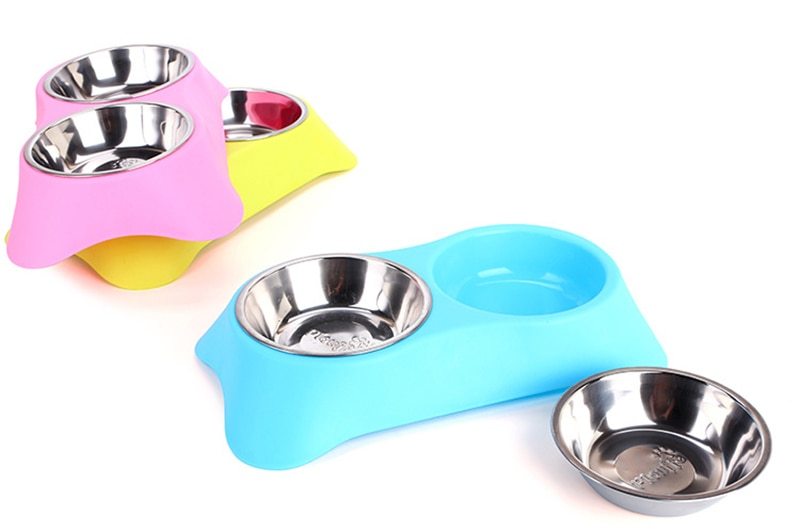 JMT-246602 Eco-Friendly Silicone Dog Bowl Set - Non-Toxic, Non-Slip, Easy to Clean, Stainless Steel Inner, Perfect for Food and Water