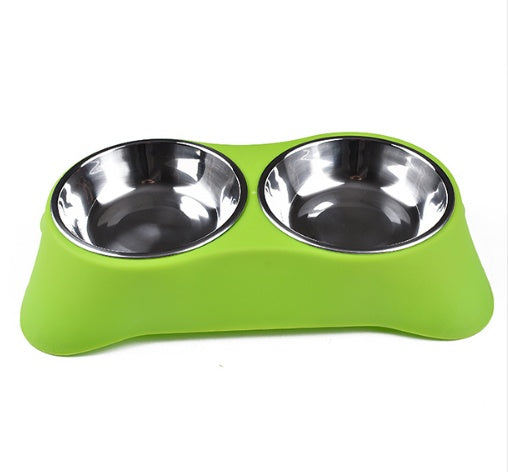 JMT-246602 Eco-Friendly Silicone Dog Bowl Set - Non-Toxic, Non-Slip, Easy to Clean, Stainless Steel Inner, Perfect for Food and Water