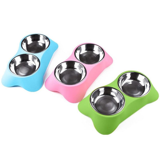 JMT-246602 Eco-Friendly Silicone Dog Bowl Set - Non-Toxic, Non-Slip, Easy to Clean, Stainless Steel Inner, Perfect for Food and Water