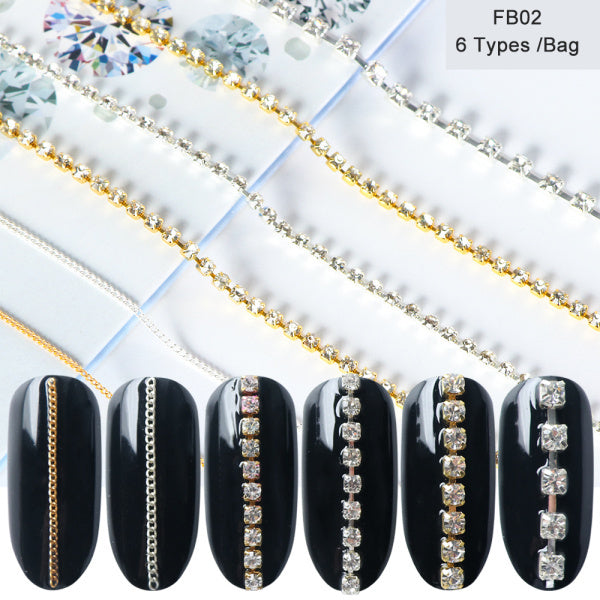 JMT-246730 Metal Chain Nail Decoration in Gold and Silver Alloy – 5g Nail Art Sequins