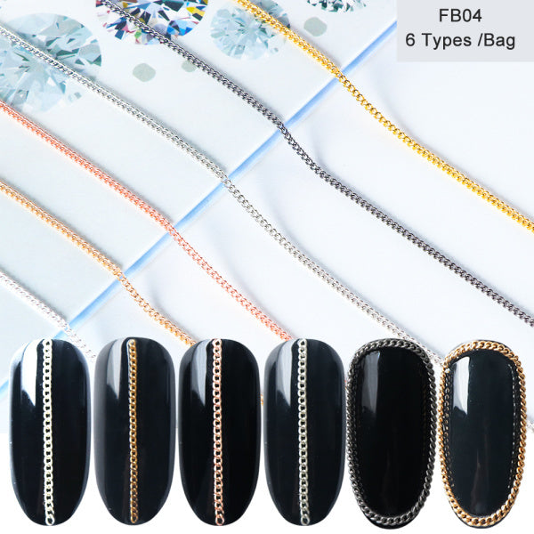 JMT-246730 Metal Chain Nail Decoration in Gold and Silver Alloy – 5g Nail Art Sequins
