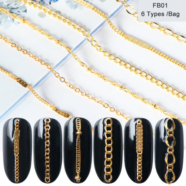 JMT-246730 Metal Chain Nail Decoration in Gold and Silver Alloy – 5g Nail Art Sequins