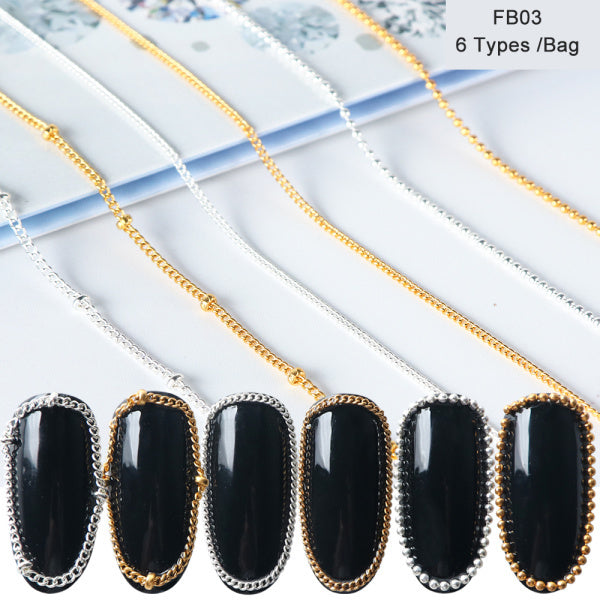 JMT-246730 Metal Chain Nail Decoration in Gold and Silver Alloy – 5g Nail Art Sequins
