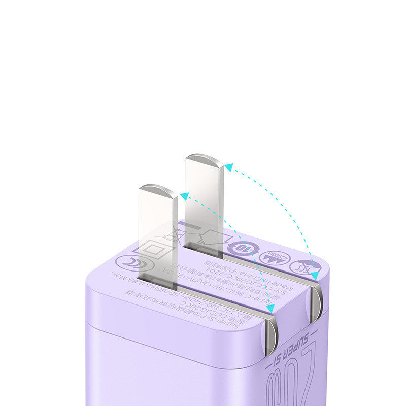 JMT-247114 Foldable Fast Charger for Mobile Phones, Type-C Input, Lithium Battery, Available in Purple, Pink, Far Peak Blue