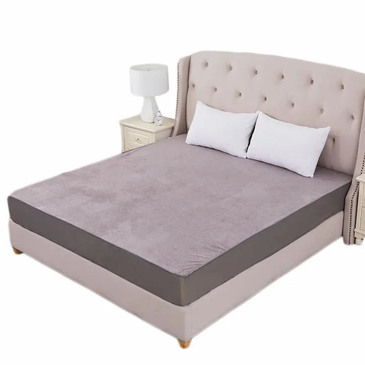 JMT-247498 Soft Coral Fleece Waterproof Mattress Protector with Fitted Sheet and Pillowcase