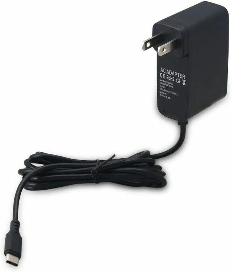 JMT-247754 AC Power Supply Adapter for Nintendo Switch - 5ft USB-C Charger with 2.4A Output, Worldwide Compatibility