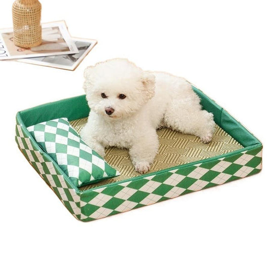 JMT-247882 Summer Rattan Cat Bed - Universal Four Seasons Pet Sleeping Nest for Kittens, Non-Removable & Washable