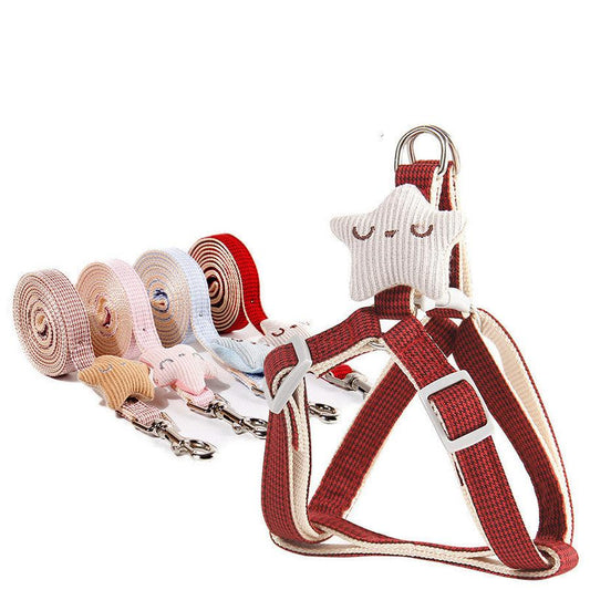 JMT-248074 Adjustable Cloth Dog Leash for Small, Medium, and Large Dogs - Available in Blue, Brown, Red, and Pink