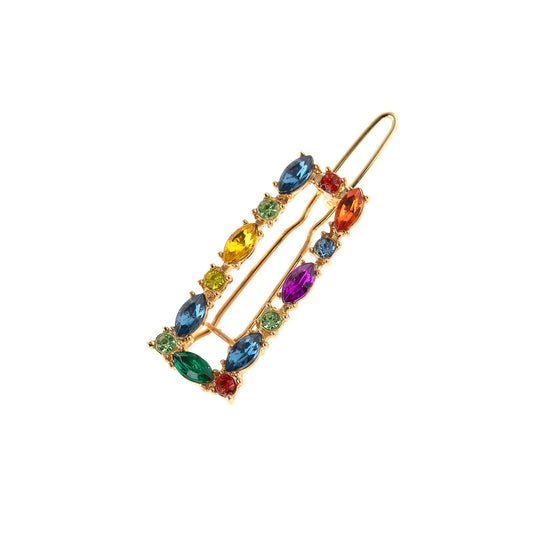 JMT-248266 Alloy Geometric Hair Clip Set - 4-Piece with Pearl Accents in Gold and Silver