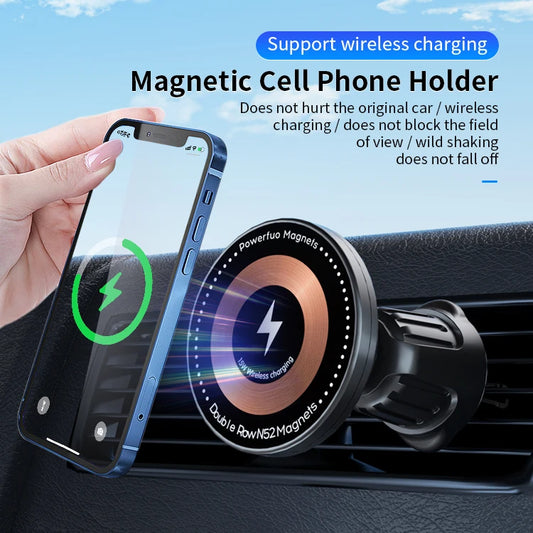 JMT-248394 15W Magnetic Wireless Car Charger - Air Vent Phone Holder with 360-Degree Rotation