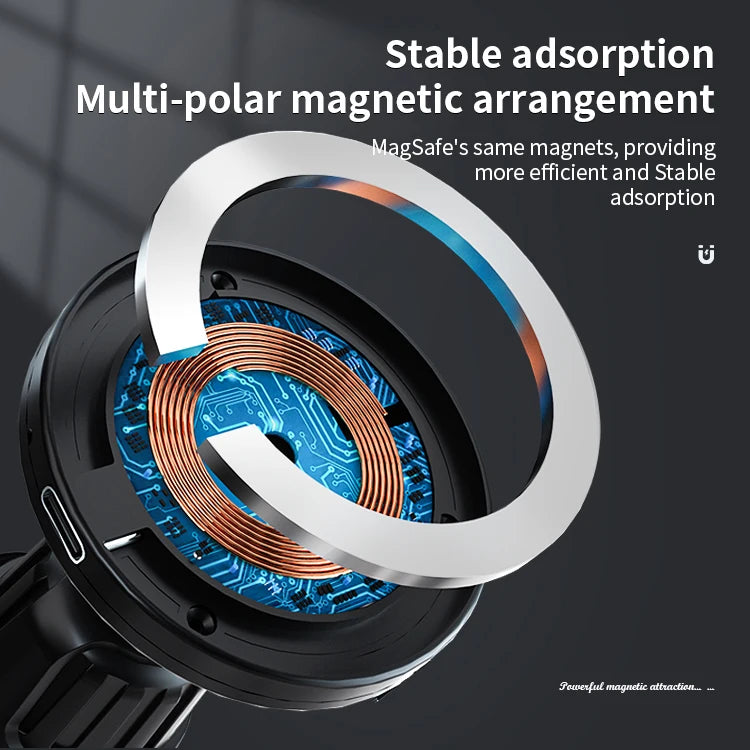 JMT-248394 15W Magnetic Wireless Car Charger - Air Vent Phone Holder with 360-Degree Rotation