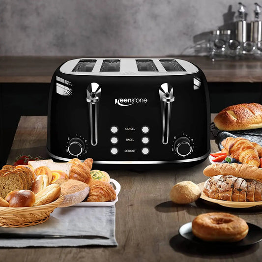 JMT-248394 Electric Pop-up Toaster with Timer Control for 4 Slices and 38mm Wide Slots