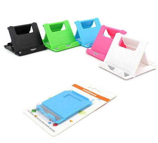 JMT-248586 Foldable Plastic Tablet & Mobile Phone Stand Compatible with 10-inch Tablets and Smartphones - Black, White, Green, Pink