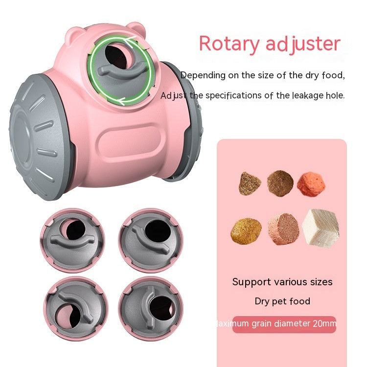 JMT-248714 Rocking Non-inverted Food Leakage Educational Dog Toy in Red, Green, and Pink