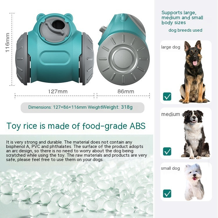 JMT-248714 Rocking Non-inverted Food Leakage Educational Dog Toy in Red, Green, and Pink