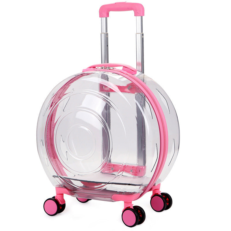 JMT-249226 Transparent Cat Carrier Trolley Bag - Portable and Stylish Pet Travel Solution