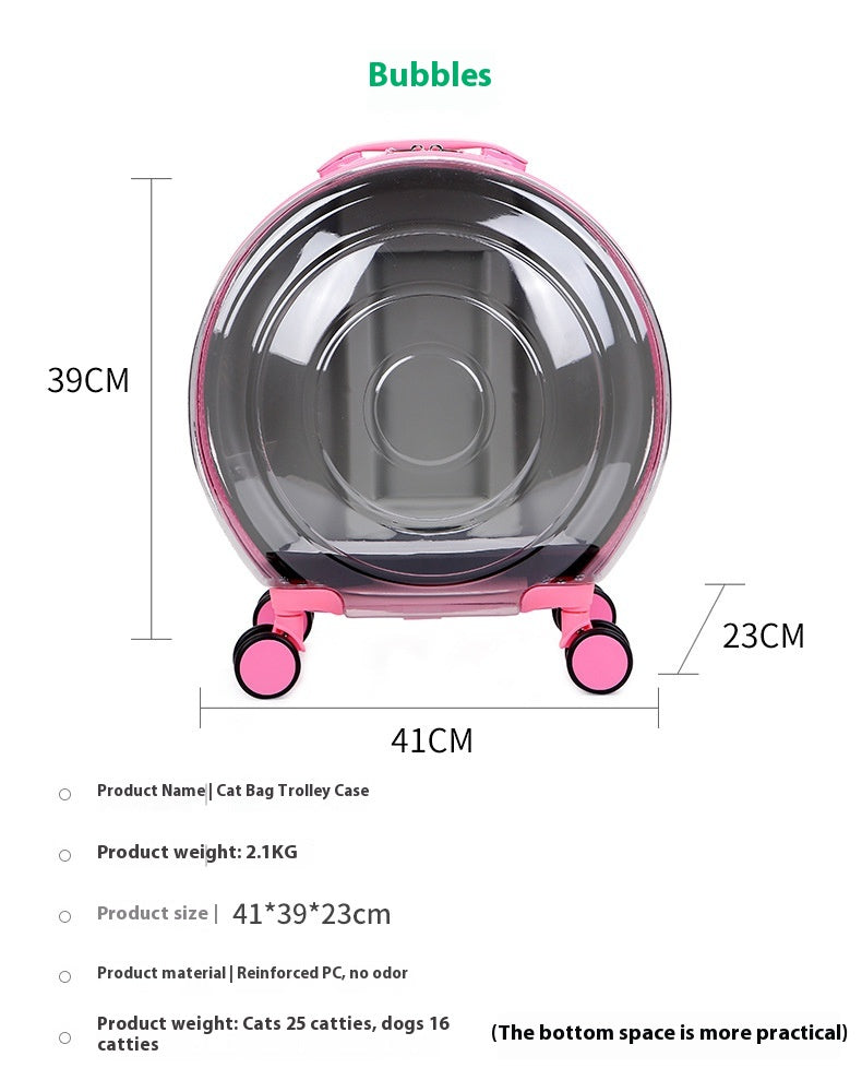 JMT-249226 Transparent Cat Carrier Trolley Bag - Portable and Stylish Pet Travel Solution