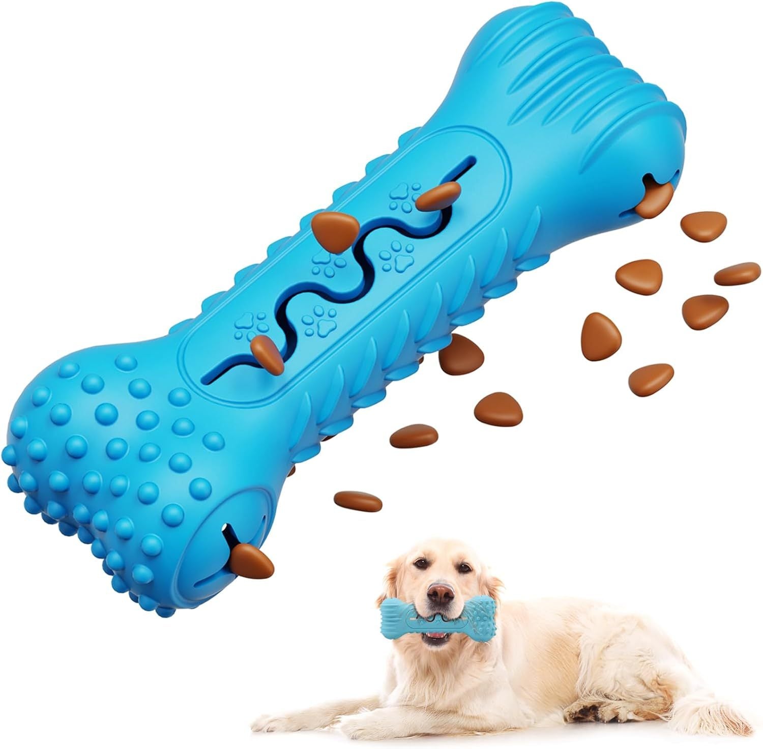 JMT-249866 Durable Bone-Shaped Dog Chew Toy for Aggressive Chewers - Natural Rubber Teeth Cleaning and Gum Massage Tool