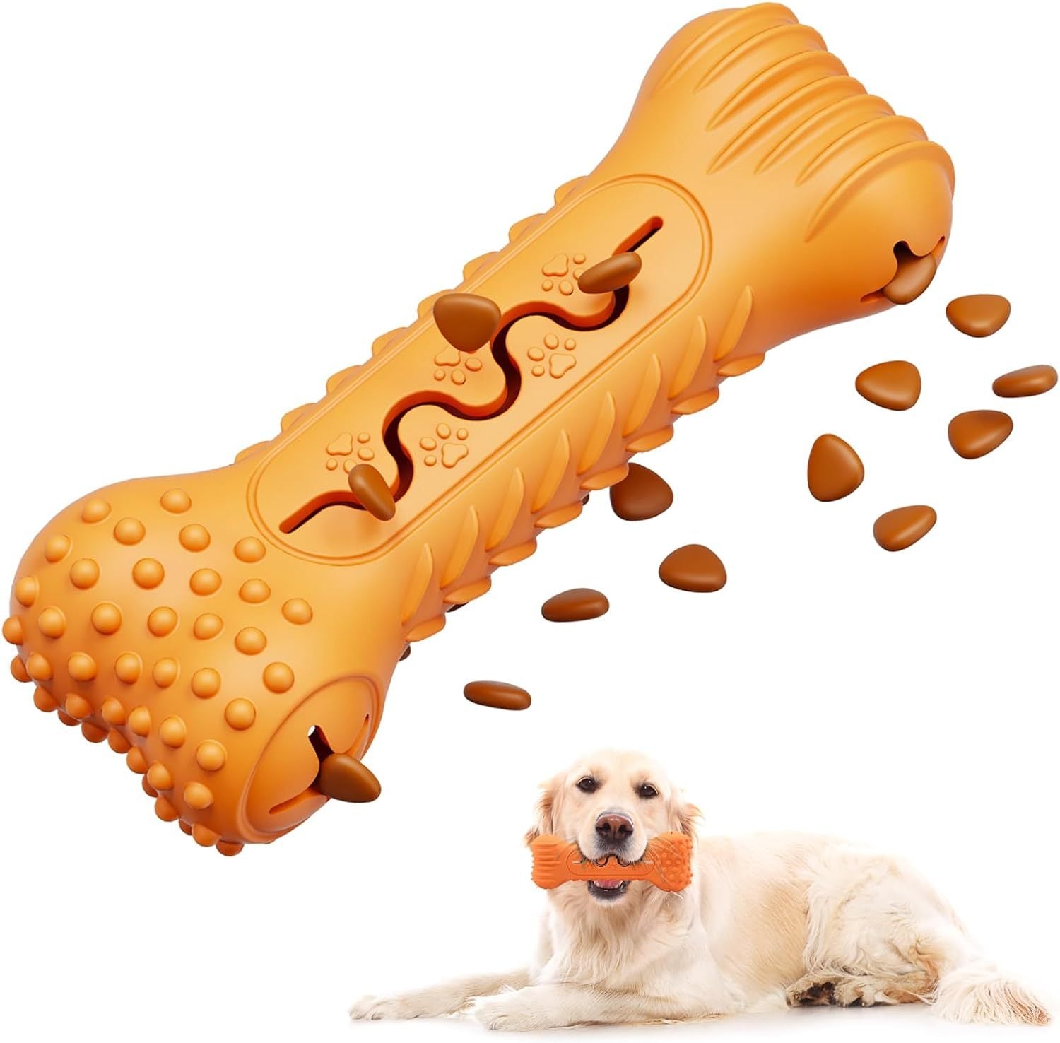 JMT-249866 Durable Bone-Shaped Dog Chew Toy for Aggressive Chewers - Natural Rubber Teeth Cleaning and Gum Massage Tool