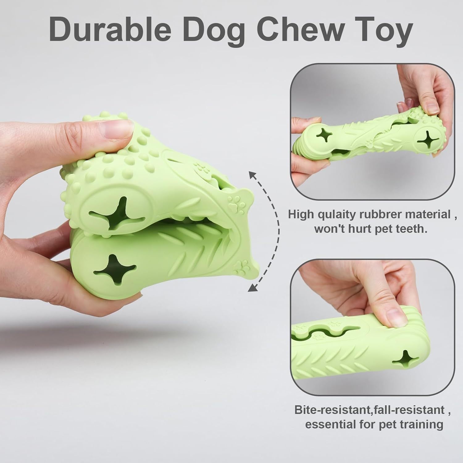 JMT-249866 Durable Bone-Shaped Dog Chew Toy for Aggressive Chewers - Natural Rubber Teeth Cleaning and Gum Massage Tool