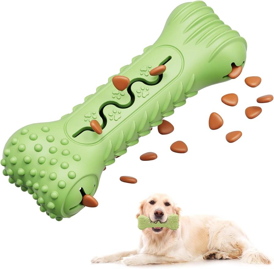 JMT-249866 Durable Bone-Shaped Dog Chew Toy for Aggressive Chewers - Natural Rubber Teeth Cleaning and Gum Massage Tool