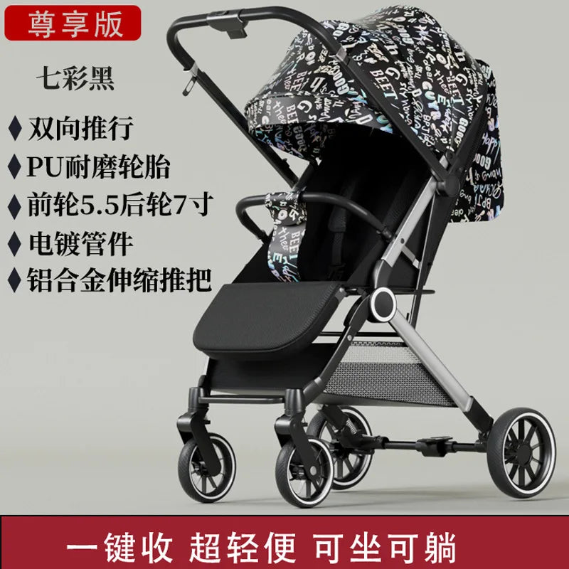 JMT-250058 Compact Folding Baby Stroller with Bi-Directional Recline and Four-Wheel Design