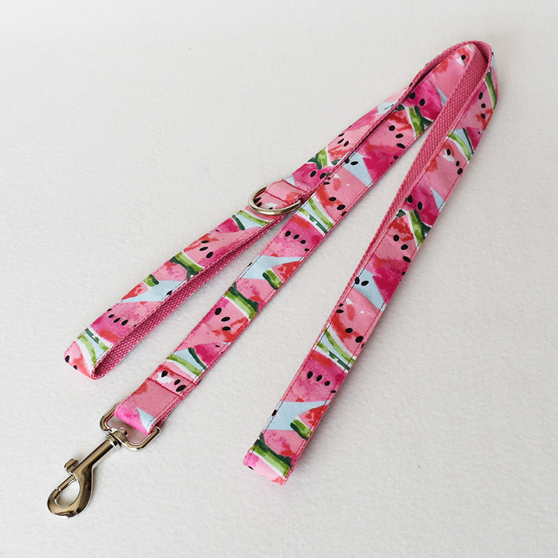 JMT-250378 Floral Pattern Polyester Dog Collar and Leash Set for All Seasons