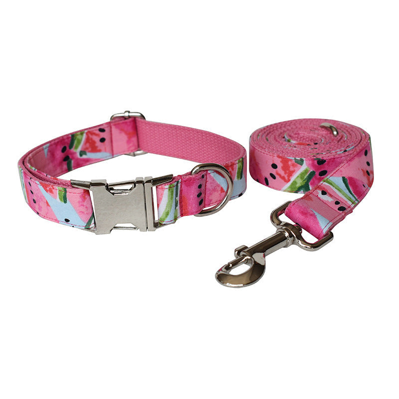 JMT-250378 Floral Pattern Polyester Dog Collar and Leash Set for All Seasons