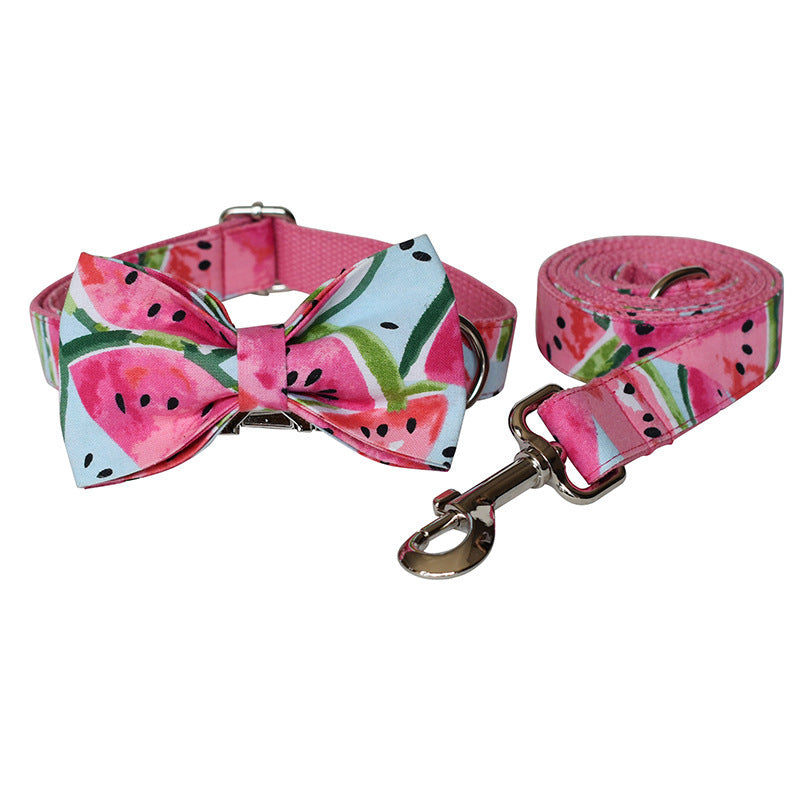 JMT-250378 Floral Pattern Polyester Dog Collar and Leash Set for All Seasons