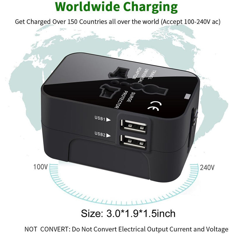 JMT-250570 Universal Worldwide Travel Adapter Wall Charger with AC Power Plug