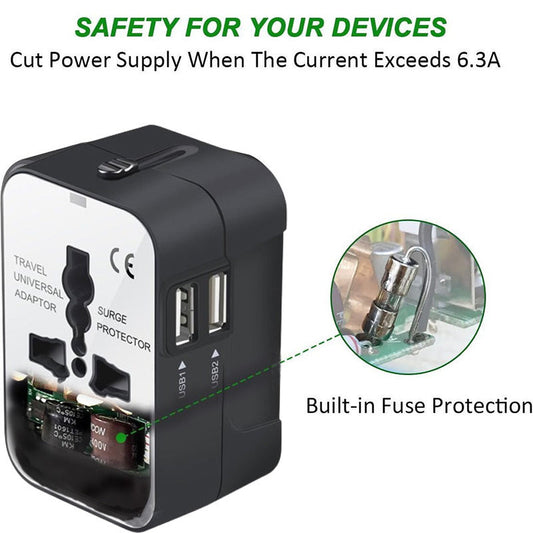 JMT-250570 Universal Worldwide Travel Adapter Wall Charger with AC Power Plug