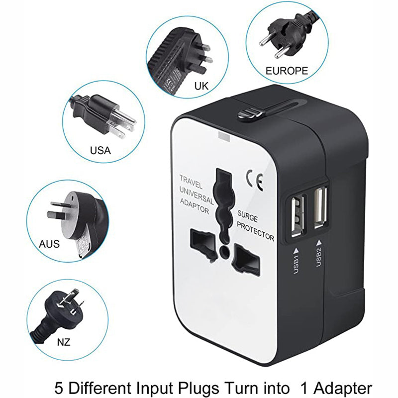 JMT-250570 Universal Worldwide Travel Adapter Wall Charger with AC Power Plug