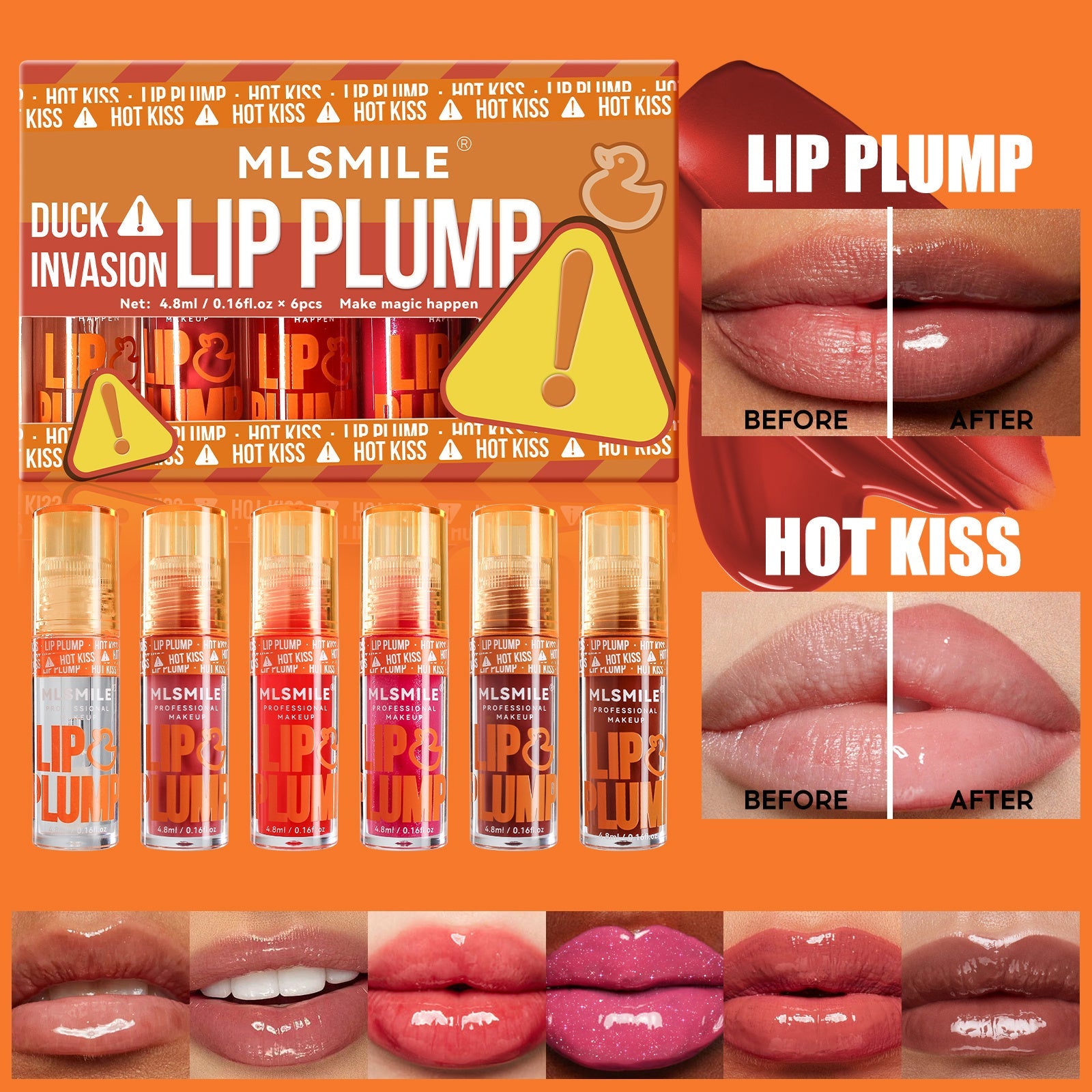 JMT-251146 Lip Plumping Glaze Set with 6 Hydrating Lip Oils and Duckbill Applicators for Instant Volume and Shine