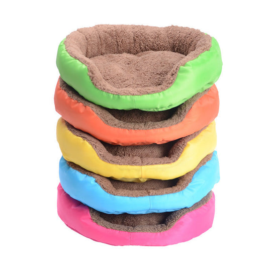JMT-251338 Candy Color Round Pet Nest for Small to Medium Dogs – 100% Cotton and Oxford Cloth with Polar Fleece Lining