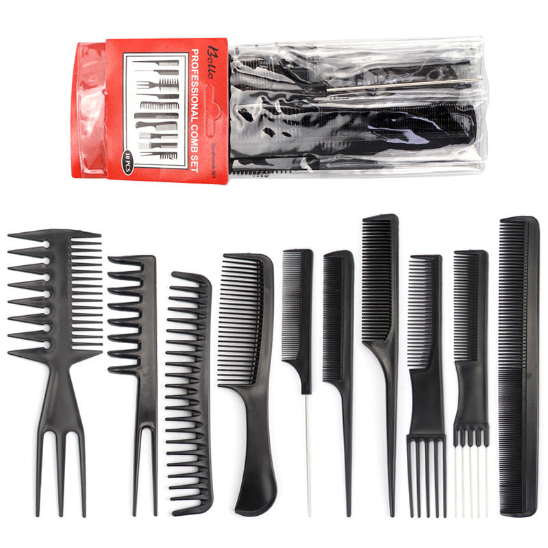 JMT-251402 10-Piece Hairdressing Comb Set for Professional Styling and Salon Use
